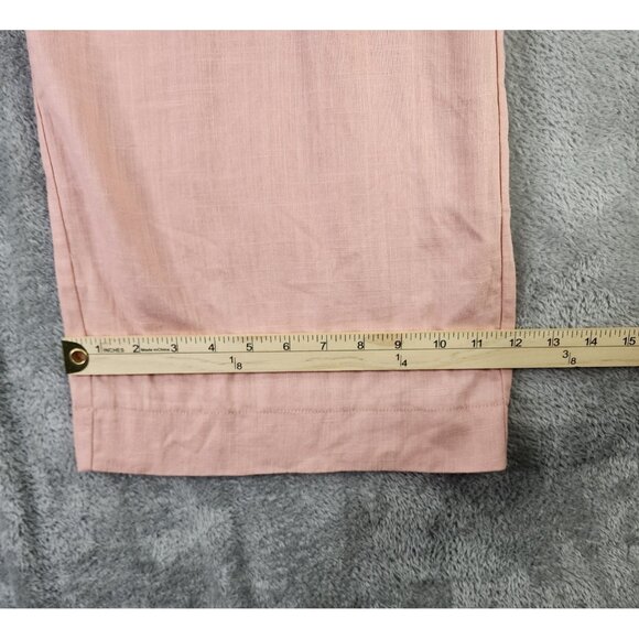New In Jumpsuit Womens Medium Pink Linen Blend Sleeveless Tie Waist Wide Leg - Picture 7 of 12